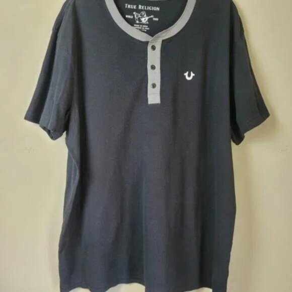 True Religion Henley Short Sleeve Shirt Size 3XL - Picture 3 of 9